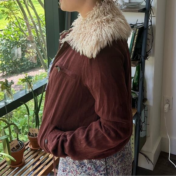 Free People Faux Fur Shag Shearling Style Maroon Jacket Size XS - Picture 8 of 11